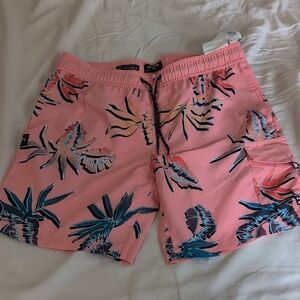 Billabong Layback Tropical Pink Swim Shorts, Size L